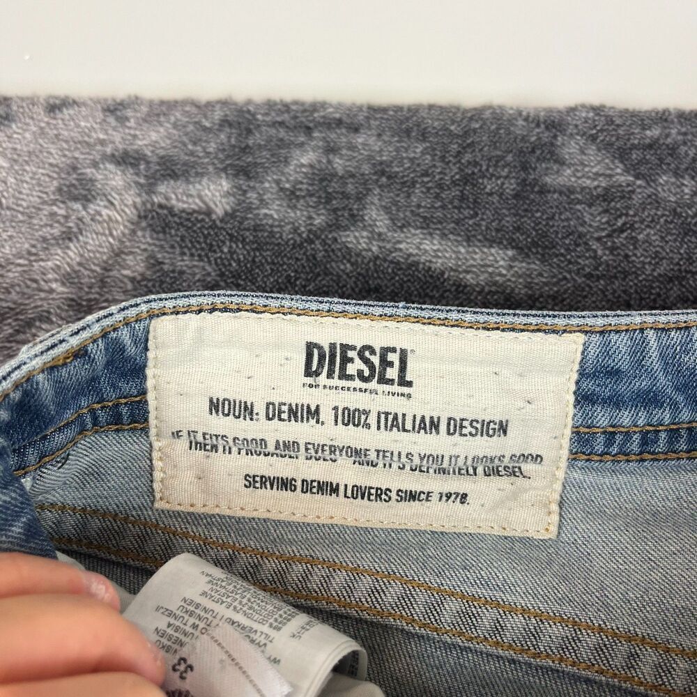 Diesel Buster Blue Denim Jeans Tapered Button Fly Men's 33X32 (35X31) Whisker - Picture 5 of 15